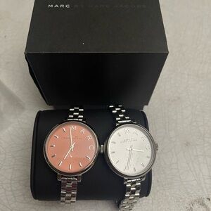 Marc by Marc Jacobs Stainless Steel Twin Watches — Pink & Silver Faces